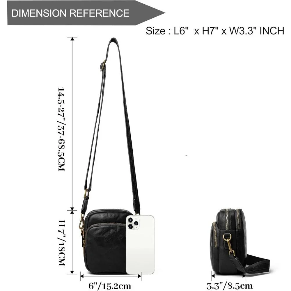 Genuine Leather Crossbody Bag Women Vintage Small Cell Phone Purse Adjustable St